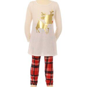 Little Girls Clothing Sets Long Sleeve Outfits 2 PCS Shirt Top Legging Set Ivory